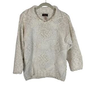 Vintage Xanadu cream collared sweater silk blend fuzzy angora detail